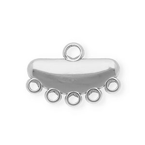 BY31&reg; Roestvrij stalen (RVS) Stainless steel onderdelen tussenstuk half ovaal met 6 oogjes Silver