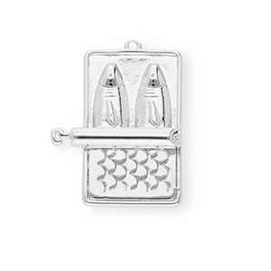 BY31&reg; Eco-brass metaal bedels sardines in blik Silver