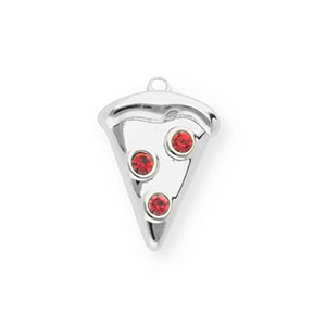 BY31&reg; Eco-brass metaal bedels pizzapunt Silver-red