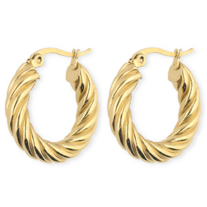 BY31&reg; Roestvrij stalen (RVS) Stainless steel oorbellen / creolen twisted Gold