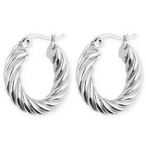BY31&reg; Roestvrij stalen (RVS) Stainless steel oorbellen / creolen twisted Silver