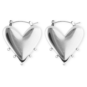BY31&reg; Roestvrij stalen (RVS) Stainless steel onderdelen oorbellen&nbsp;/&nbsp;creolen hart met 5 oogjes Silver