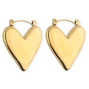 BY31&reg; Roestvrij stalen (RVS) Stainless steel oorbellen / creolen hart Gold