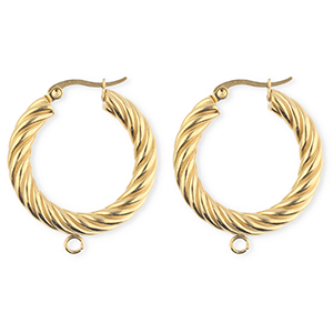 BY31&reg; Roestvrij stalen (RVS) Stainless steel onderdelen oorbellen&nbsp;/&nbsp;creolen twisted met oogje Gold
