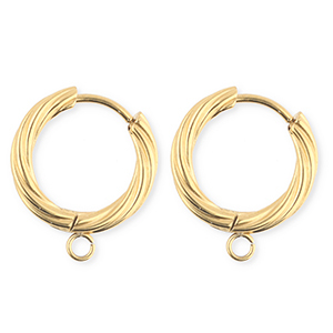 BY31&reg; Roestvrij stalen (RVS) Stainless steel onderdelen oorbellen&nbsp;/&nbsp;creolen twisted met oogje Gold
