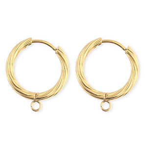 BY31&reg; Roestvrij stalen (RVS) Stainless steel onderdelen oorbellen&nbsp;/&nbsp;creolen twisted met oogje Gold