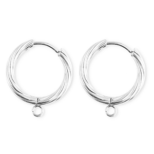 BY31&reg; Roestvrij stalen (RVS) Stainless steel onderdelen oorbellen&nbsp;/&nbsp;creolen twisted met oogje Silver