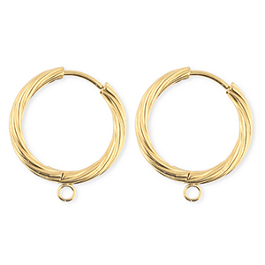 BY31&reg; Roestvrij stalen (RVS) Stainless steel onderdelen oorbellen&nbsp;/&nbsp;creolen twisted met oogje Gold