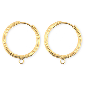 BY31&reg; Roestvrij stalen (RVS) Stainless steel onderdelen oorbellen&nbsp;/&nbsp;creolen twisted met oogje Gold