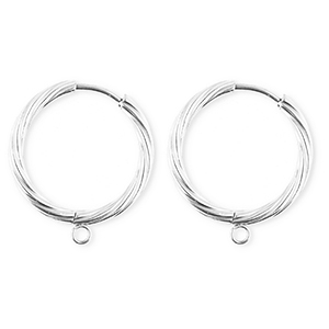 BY31&reg; Roestvrij stalen (RVS) Stainless steel onderdelen oorbellen&nbsp;/&nbsp;creolen twisted met oogje Silver