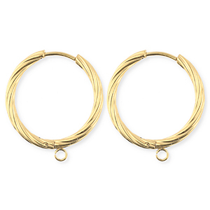 BY31&reg; Roestvrij stalen (RVS) Stainless steel onderdelen oorbellen&nbsp;/&nbsp;creolen twisted met oogje Gold