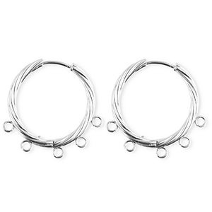 BY31&reg; Roestvrij stalen (RVS) Stainless steel onderdelen oorbellen&nbsp;/&nbsp;creolen twisted met 5 oogjes Silver