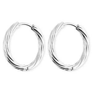 BY31&reg; Roestvrij stalen (RVS) Stainless steel oorbellen / creolen twisted Silver