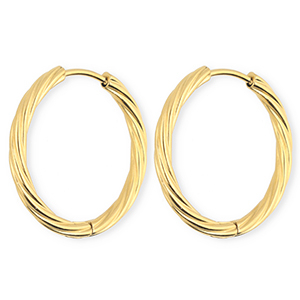 BY31&reg; Roestvrij stalen (RVS) Stainless steel oorbellen / creolen twisted Gold