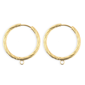 BY31&reg; Roestvrij stalen (RVS) Stainless steel onderdelen oorbellen&nbsp;/&nbsp;creolen twisted met oogje Gold