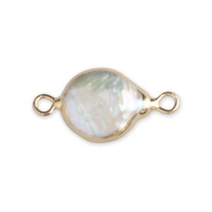 Imperfecte zoetwaterparels tussenstuk rond Gold-Natural white