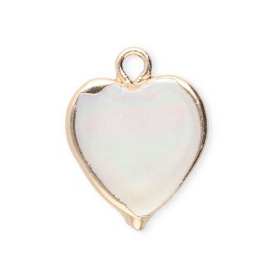 Imperfecte zoetwaterparels bedel hart Gold-Natural white