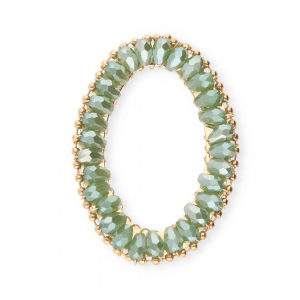 Top facet hangers ovaal Green-pearl shine coating-gold