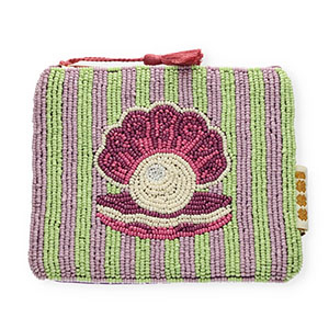 BY31&reg; Etui schelp met parel Pastel green-lilac-aubergine-off white-white