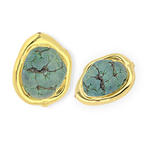 Statement Natuursteen kralen howliet organic Gold-green