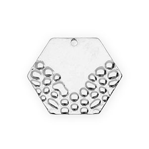 Roestvrij stalen (RVS) Stainless steel bedels hexagon Silver