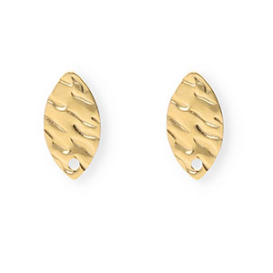 Roestvrij stalen (RVS) Stainless steel onderdelen oorbellen / oorstekers ovaal met oogje Gold