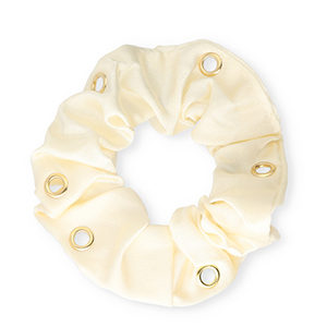 Scrunchies haarelastiek silky met oogjes Beige-gold