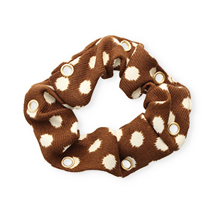 Scrunchies haarelastiek dots met oogjes Brown-white-gold