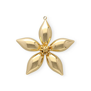 Roestvrij stalen (RVS) Stainless steel bedels bloem Gold