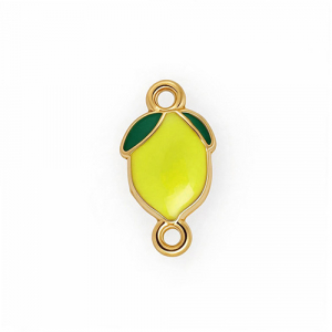 Roestvrij stalen (RVS) Stainless steel onderdelen tussenstuk met enamel citroen Gold-yellow-green