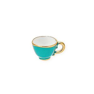 Roestvrij stalen (RVS) Stainless steel bedels met enamel theekopje Gold-teal green