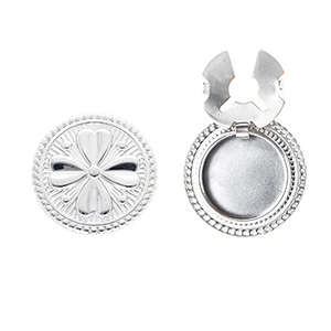 Roestvrij stalen (RVS) Stainless steel button covers rond met klaver Silver