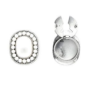 Button covers ovaal met imitatieparels Silver-white