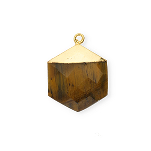 Natuursteen bedels tijgeroog hexagon Golden brown-gold