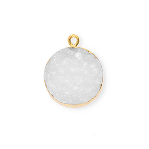 Natuursteen bedels kwarts rond White-gold