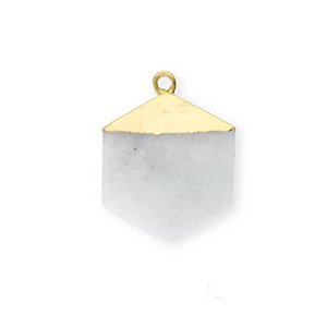Natuursteen bedels maansteen hexagon White-gold