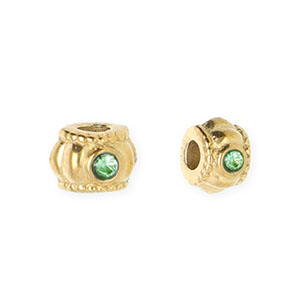 Roestvrij stalen (RVS) Stainless steel kralen spacer met strass 6mm Gold-green