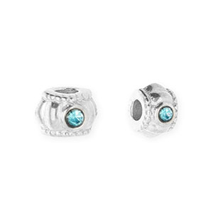 Roestvrij stalen (RVS) Stainless steel kralen spacer met strass 6mm Silver-blue
