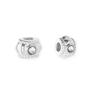 Roestvrij stalen (RVS) Stainless steel kralen spacer met strass 6mm Silver-crystal