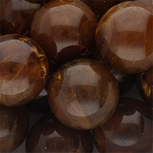24 mm acryl kralen rond Brown-camel brown-white marble