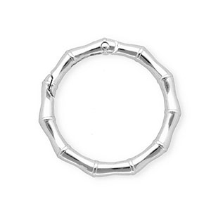 Onderdelen sleutelhanger clasp rond bamboe-look Silver