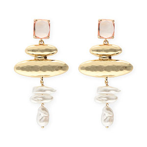 Oorbellen / oorstekers van Crystal Glas met imitatieparels Light pink-gold-white