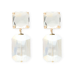 Oorbellen / oorstekers van Crystal Glas vierkant-rechthoek Transparent-transparent AB coating-gold