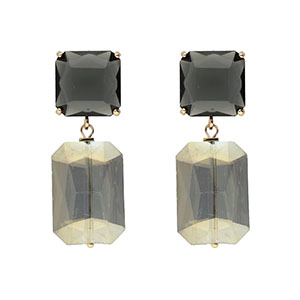Oorbellen / oorstekers van Crystal Glas vierkant-rechthoek Dark grey-grey AB coating-gold