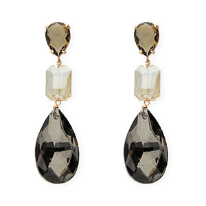Oorbellen / oorstekers van Crystal Glas druppel-rechthoek Brown-sand beige-anthracite-gold