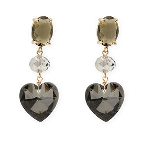 Oorbellen / oorstekers van Crystal Glas ovaal-disc-hart Brown-transparent-anthracite-gold