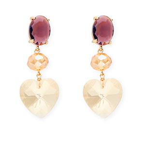 Oorbellen / oorstekers van Crystal Glas ovaal-disc-hart Dark plum-amber orange-gold