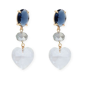Oorbellen / oorstekers van Crystal Glas ovaal-disc-hart Dark blue-light grey-light blue-gold