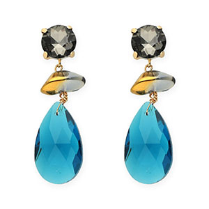 Oorbellen / oorstekers van Crystal Glas rond-organisch-druppel Grey-gold-blue