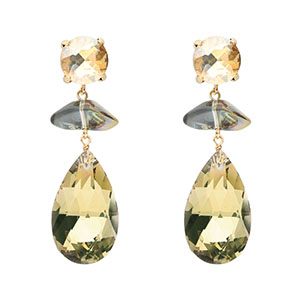 Oorbellen / oorstekers van Crystal Glas rond-organisch-druppel Amber orange-gold-champagne
